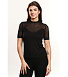 Черна дамска блуза с прозрачни елементи Bogna-0 снимка