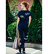Спортен тъмносин дамски комплект от блуза и панталон-1 снимка