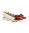 Кожени дамски обувки в бяло и червено Lena-3 снимка