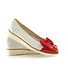 Кожени дамски обувки в бяло и червено Lena-4 снимка
