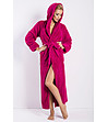 Дълъг дамски халат в цвят малина Diana с качулка-0 снимка