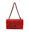 Червена кожена дамска чанта за рамо Holly-0 снимка