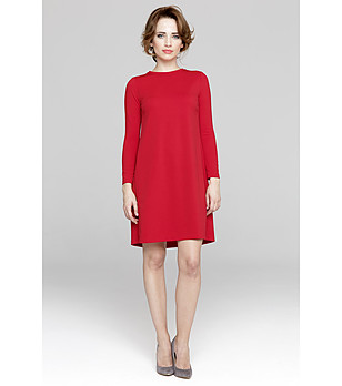 Червена асиметрична рокля Selma снимка