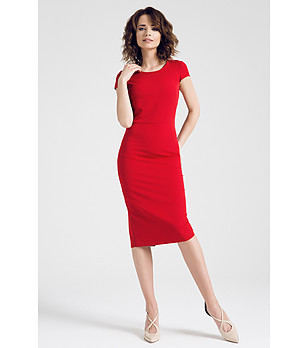 Червена вталена рокля Rosabel снимка