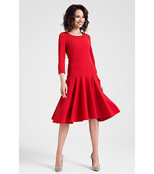 Червена разкроена рокля Rhonda снимка