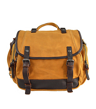 Дамска чанта за рамо в цвят горчица и кафяво Bud снимка