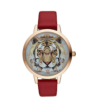 Дамски часовник с червена каишка Alvara снимка