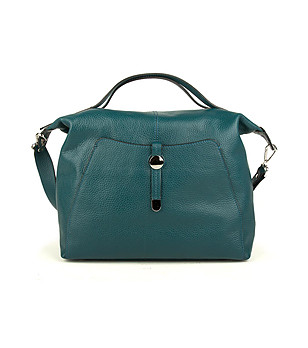 Зелена дамска чанта от естествена кожа Salvena снимка