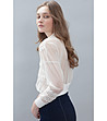 Прозрачна дамска блуза в цвят слонова кост Liddy-2 снимка