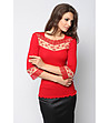 Червена дамска блуза с прозрачни елементи-0 снимка