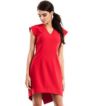 Червена асиметрична рокля Dee снимка