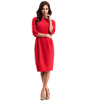 Червена рокля със 7/8 ръкави Sandra снимка
