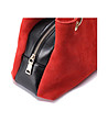 Велурена дамска чанта в червено и черно-3 снимка