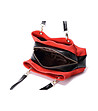 Велурена дамска чанта в червено и черно-4 снимка