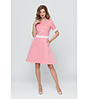 Розова рокля с кантове в цвят екрю Lilia-0 снимка
