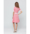 Розова рокля с кантове в цвят екрю-1 снимка