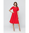 Червена рокля с нестандартни ръкави Trudie-0 снимка
