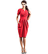 Червена рокля с набори-3 снимка