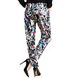 Многоцветен дамски панталон с принт Fabiola-1 снимка