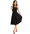 Черна разкроена рокля с тюл Nely-0 снимка