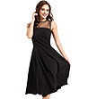 Черна разкроена рокля с тюл Nely-3 снимка
