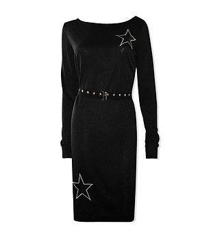 Черна рокля с апликации Dione снимка