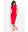 Червена рокля с джобове с памук Adisa-0 снимка