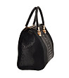 Черна кожена чанта с релефни елементи Arabella-2 снимка