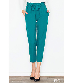 Зелен 7/8 дамски панталон с панделка Glenda снимка