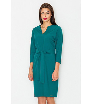 Зелена рокля с връзка Sisita снимка