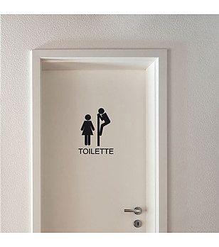 Забавен декоративен черен стикер Toilettes снимка