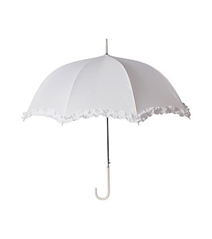 Бял дамски чадър с къдрички снимка