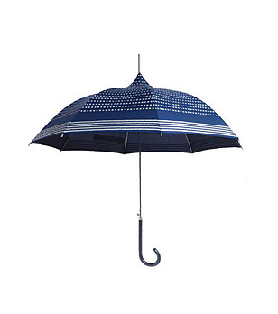 Тъмносин чадър с бял принт с разчупен дизайн снимка