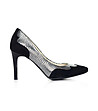 Дамски велурени обувки в черно и сребристо-0 снимка