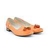 Оранжеви кожени дамски обувки с пискюли-3 снимка