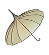 Чадър в цвят екрю с черни шевове и нестандартен дизайн-0 снимка