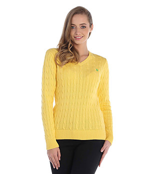 Дамски памучен жълт пуловер Rexi снимка