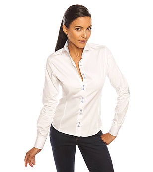 Бяла памучна дамска риза Irma снимка