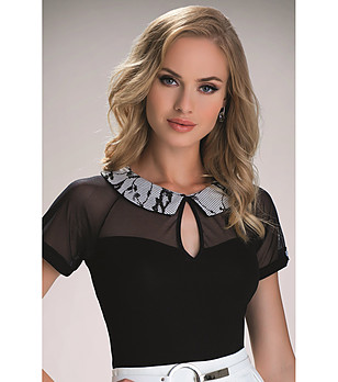Черна дамска блуза с яка Anastazja снимка