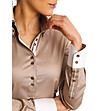 Светлокафява памучна дамска риза Lorina-3 снимка