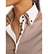 Светлокафява памучна дамска риза Lorina-4 снимка