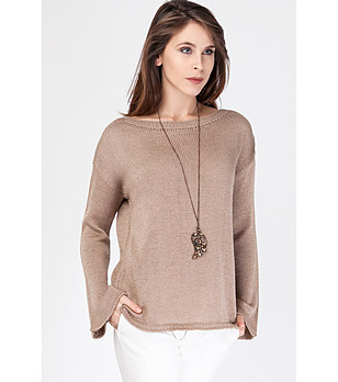 Дамски пуловер в цвят мока Alisha снимка