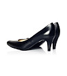 Дамски черни кожени обувки на ток-4 снимка