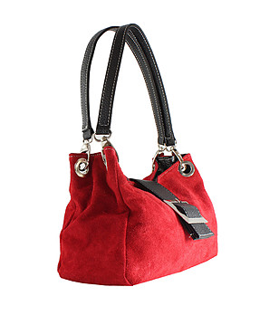 Червена дамска чанта от естествена кожа Lusi снимка
