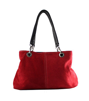 Червена велурена дамска чанта Daria снимка
