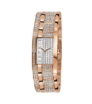 Розово-златист часовник тип гривна с кристали Sari снимка