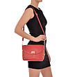 Червена кожена дамска чанта за рамо Alexa-4 снимка