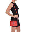 Червена кожена дамска чанта за рамо Lara-1 снимка