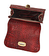 Червена кожена дамска чанта Astore-3 снимка