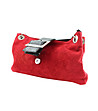 Червена дамска чанта от естествен велур Lusi-2 снимка